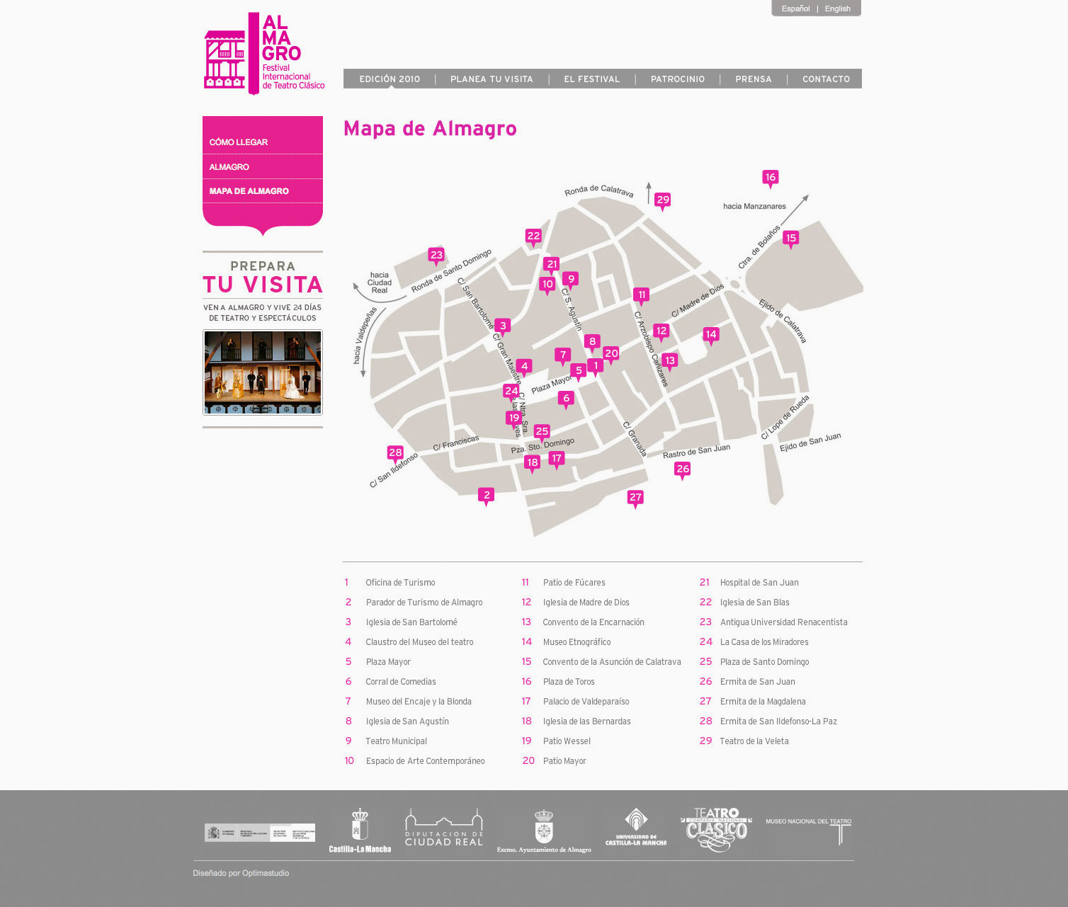 Diseño ventana web mapa de Almagro
